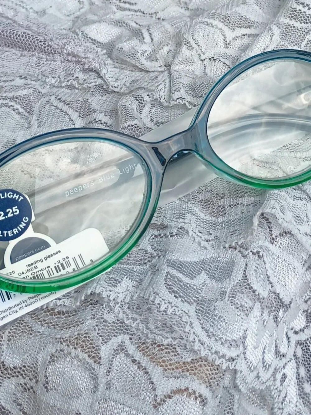 Reading Glasses by Peepers (Filly), +2.25 strength, teal/green ombre color, NWT